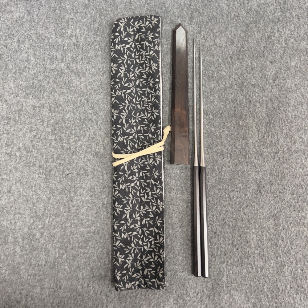 初心 黒檀盛箸·刺身筷｜黑檀筷鞘・附布卷收納
