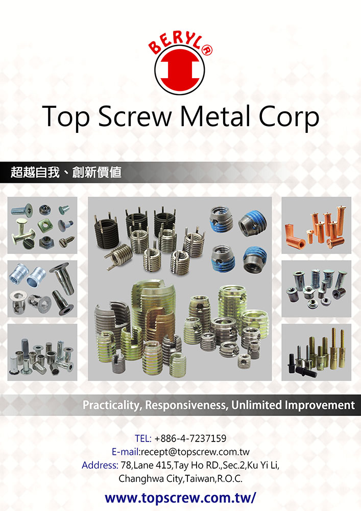 Top screw Metal corp -五金加工製品,彰化縣五金加工製品,彰化市五金加工製品Top Screw have been manufacturing high quality products fasteners, like blind rivets, blind rivet nuts, customized fasteners since 1975,Top screw Metal corp ,insert nut ,blind rivet nut ,plusnut ,blind rivet series ,self tapping threaded inserts ,button head socket trox with pin screws ,glass breaker ,architectural hardware ,welding stud nut ,motorcycle parts ,bolt rivet nut ,knurled thread insert ,tire gauge series ,sex bolt ,post & screw ,self-clinching parts ,glass breaker ,speed pin rivets ,blind jack nut tool product description ,grooved pin ,blind jack nut series ,loksert ,vented screws ,binding post screws ,chicago screw ,tubular rivet ,cylinder metal series ,welding stud / thread stud ,product instruction , self-clinching lock nuts ,grooved pin ,cylinder metal series ,cylinder screw ,cylinder nut ,spoke nipple ,architectural hardware ,architectural sex bolts , undercut anchor ,expansion anchor ,frame scaffolding flip lock pin ,blind rivets , aluminum ,steel ,stainless steel , stretch folding blind rivets ,multi-grip blind rivet ,high shear strength blind rivet ,rebitador manual ,air hydraulic riveter ,folding blind rivet ,small flange ,flat head ,blind rivet nut ,half-hex w. big falnge rivet nut ,flat head rivet nut closed end ,seal rivet nut,air riveting nut tool ,knurled thread insert ,square blind jack nut ,splined rivet nut ,half hex w. small flange rivet nut ,large flange splined rivet nut, closed end ,blind rivet nut hand tool ,bolt rivet nut ,blind jack nut ,blind jack nut tool ,full-hexagon rivet nut ,small flange rivet nut closed end ,serration under head series ,air pull setter ,plusnut - pre-bulbed ,stainless steel blind jack nuts ,blind jack nut report ,vented screws ,e self-driving nut ,button head socket trox with pin screws ,binding screws ,chicago screw ,tubular rivet ,one way sex bolts , truss combo head ,post & screw ,slotted truss head sex bolts ,six lobe with pin or without pin ,sex bolts ,architectural sex bolts ,six lobe with pin or without pin ,welding stud / thread stud ,welding stud nut ,loksert ,slotted part ,