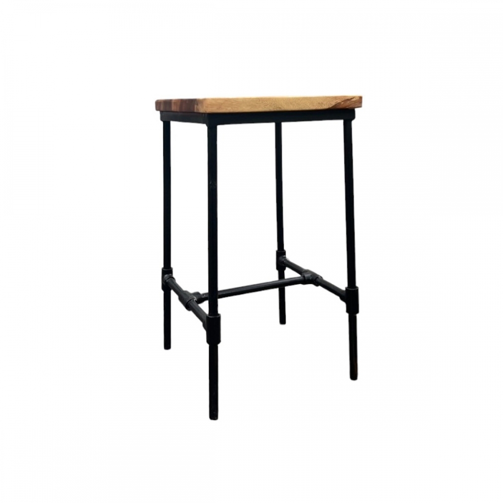 工業風原木切高腳椅