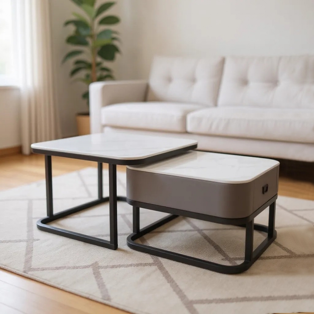 岩板抽屜雙茶几子母茶