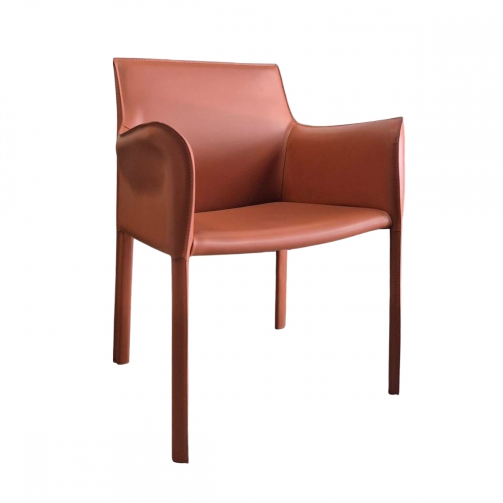 輕奢馬鞍皮革會客餐椅 (兩種顏色可選)