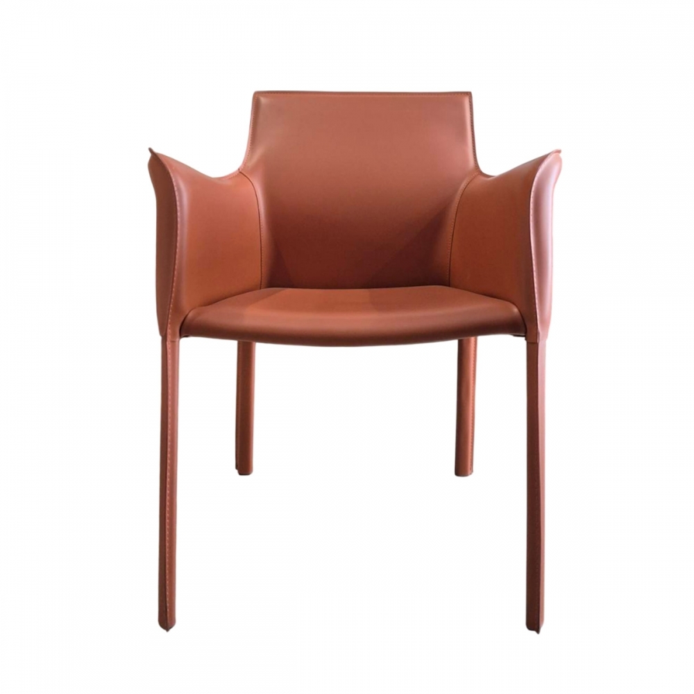 輕奢馬鞍皮革會客餐椅 (兩種顏色可選)