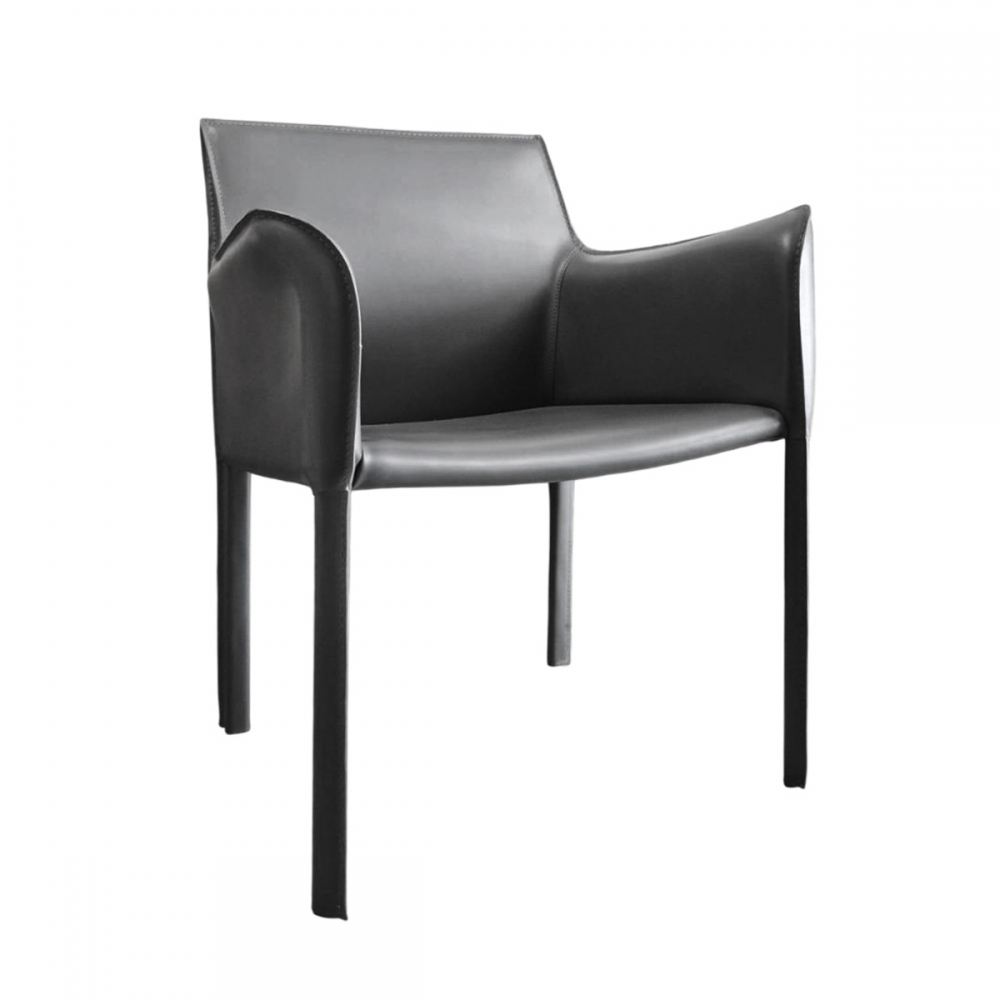 輕奢馬鞍皮革會客餐椅 (兩種顏色可選)