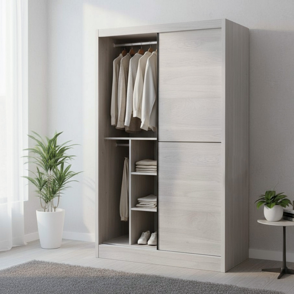 米可白木質4x7尺衣櫃