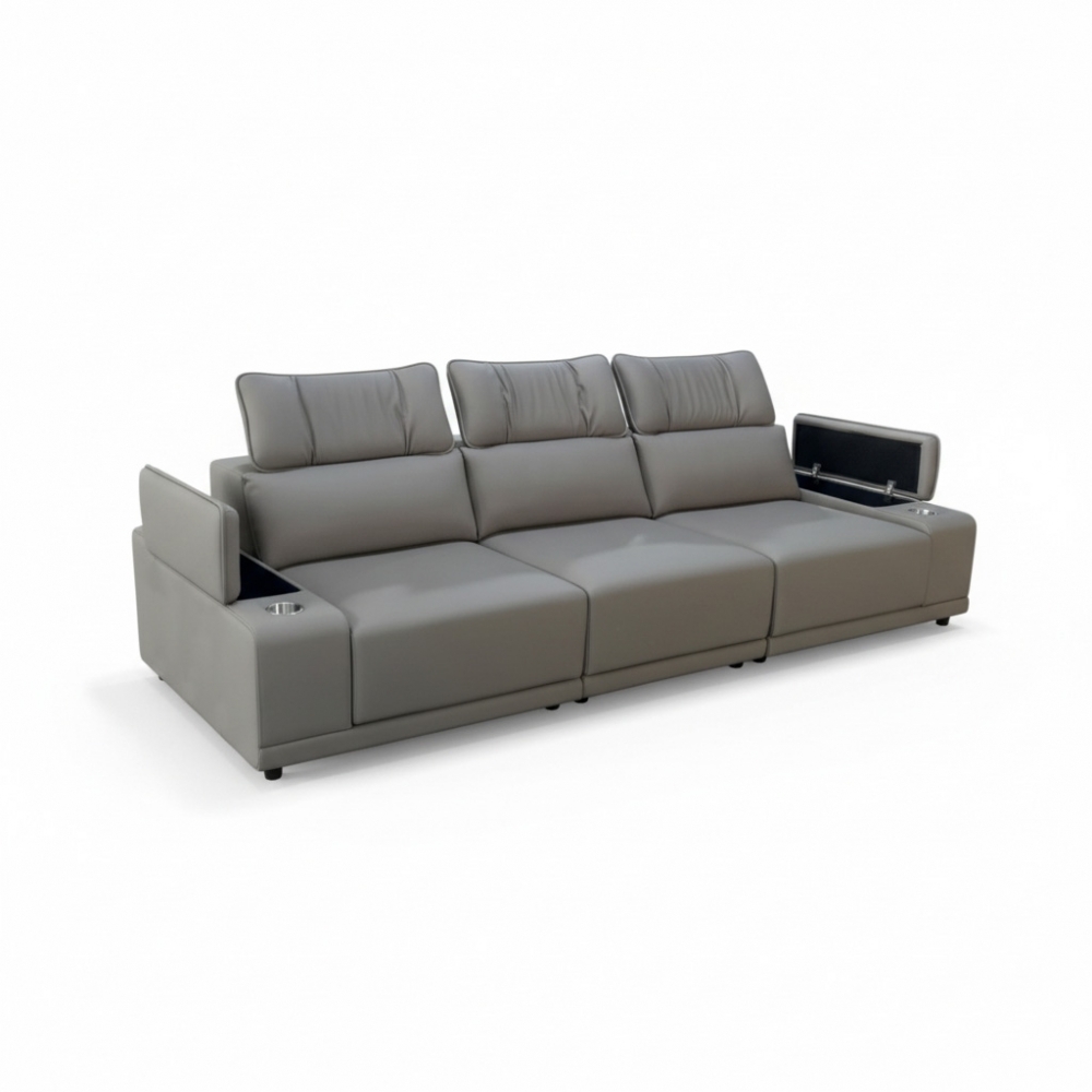 全新牛皮三電動平移沙發四人座