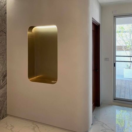 弧形牆面硅藻土施作