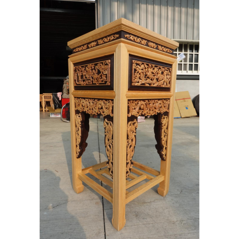 ◇栄◇時代 唐木 無垢 中国 蝙蝠 透彫刻 花台 飾台 50a34