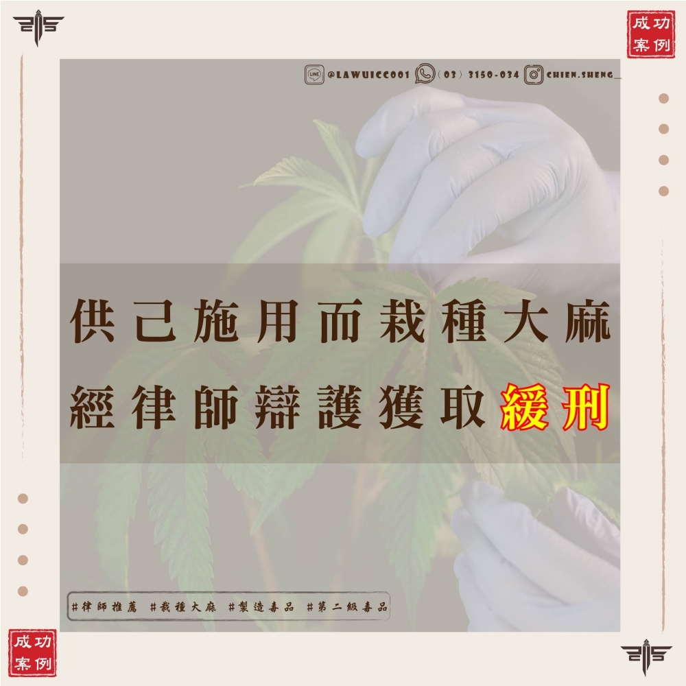 【自用栽種大麻成功獲