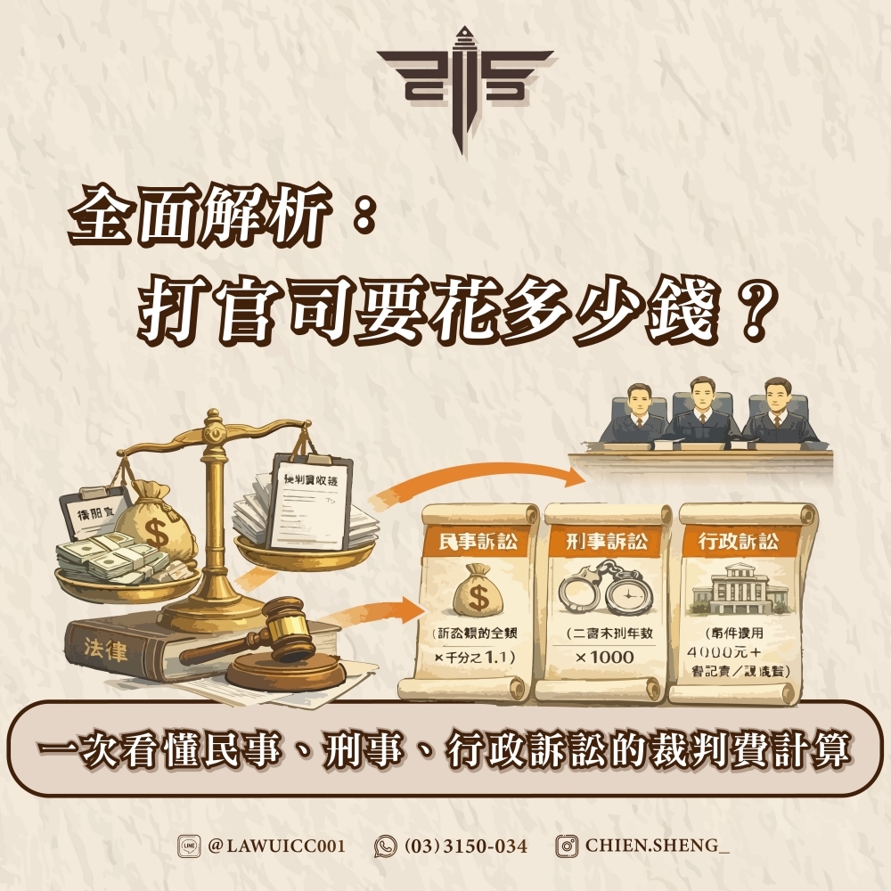 全面解析：打官司要花多少錢？一次看懂民事、刑事、行政訴訟的裁判費計算