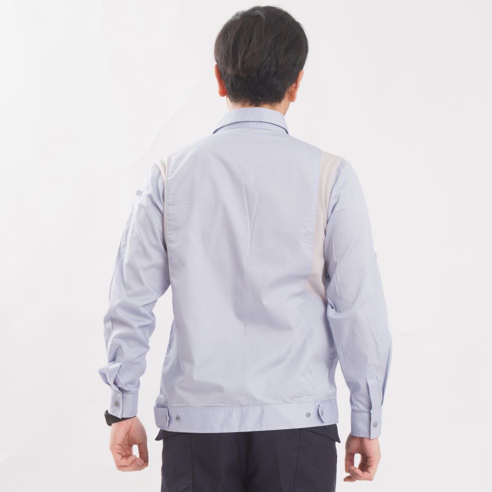 日式長袖拼接工作襯衫
