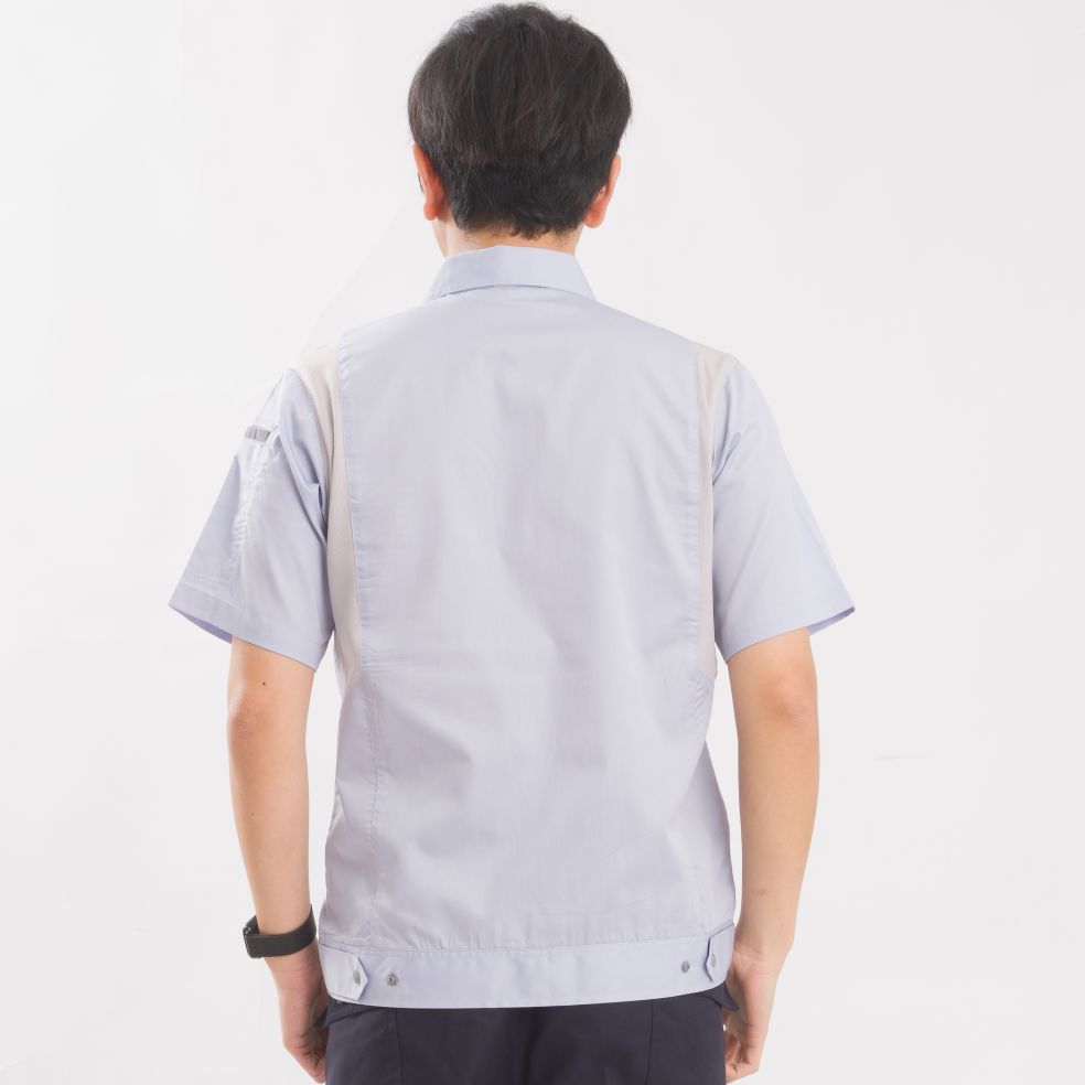 日式拼接短袖工作襯衫