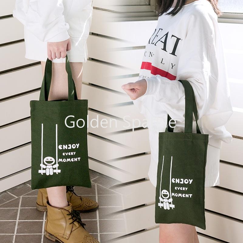 網印色帆布手提袋+短提把