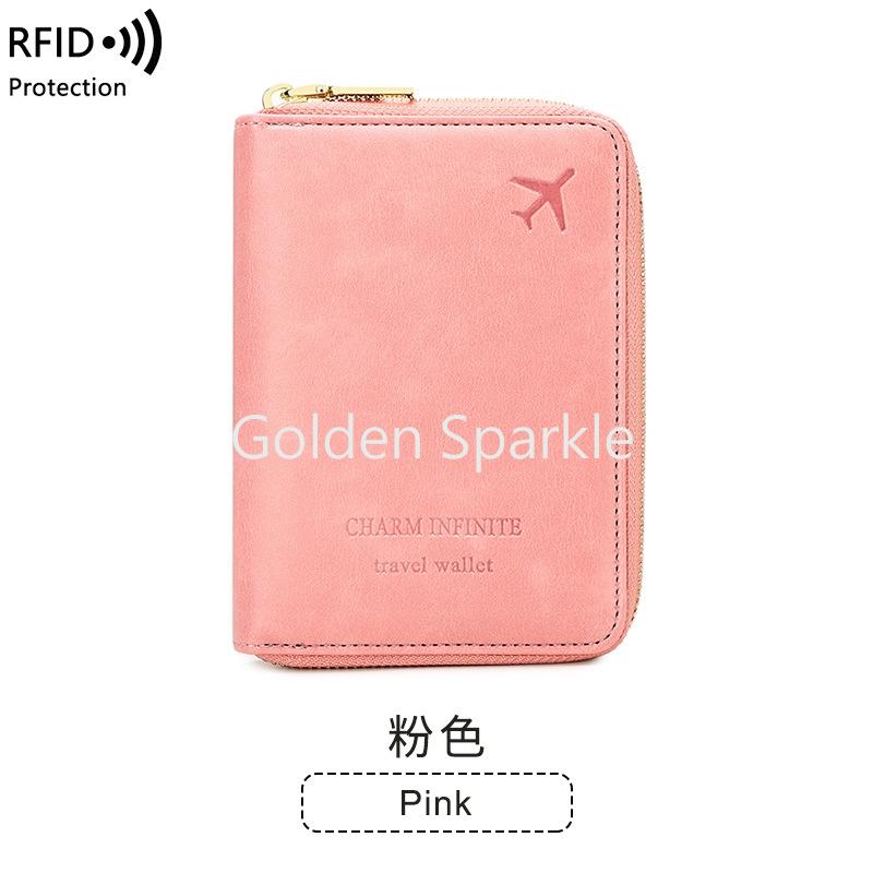 防盜刷時尚復古拉鍊護照包