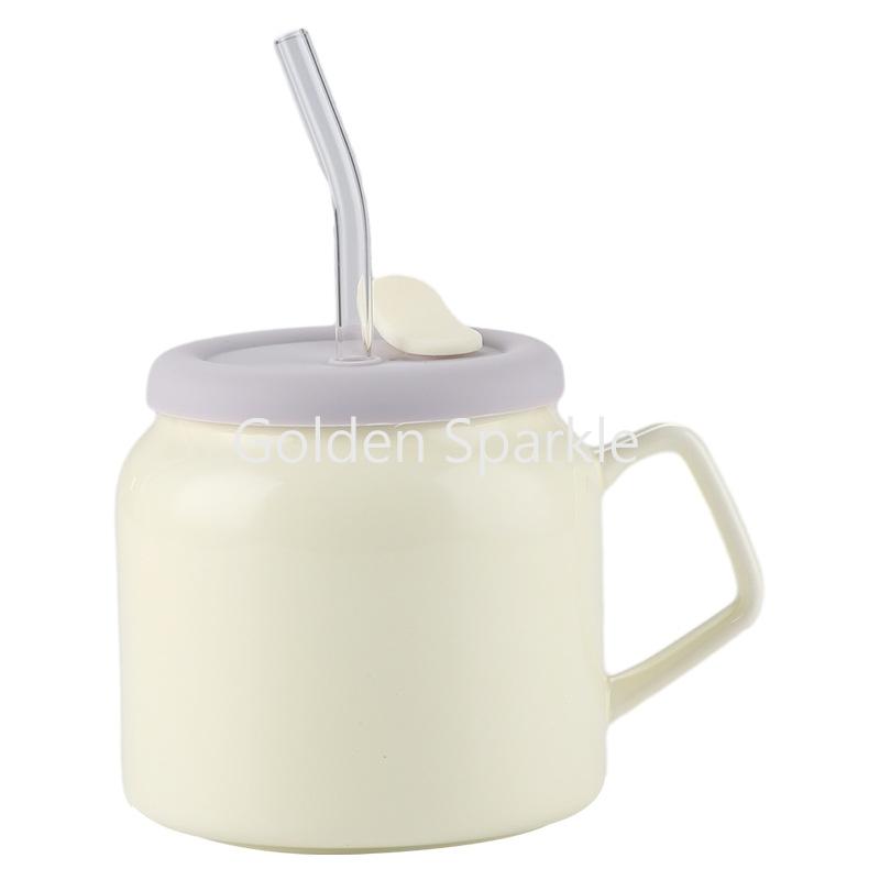 陶瓷帶蓋吸管杯