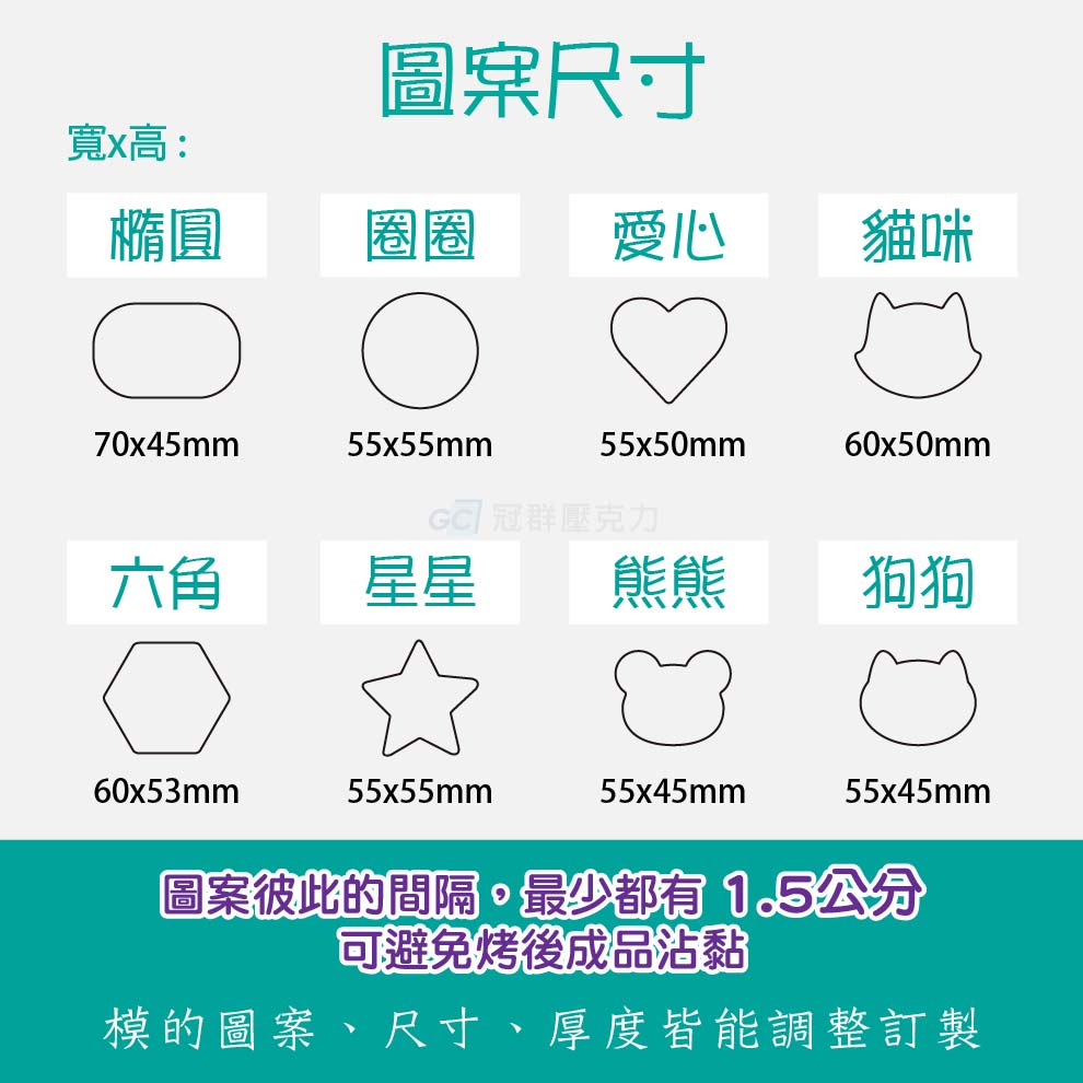 【1.5公分厚】約A4甜點模具-有握邊