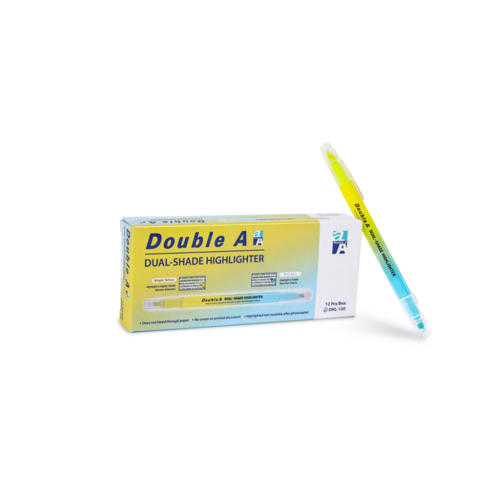Double A 雙頭螢光筆-黃+淡藍