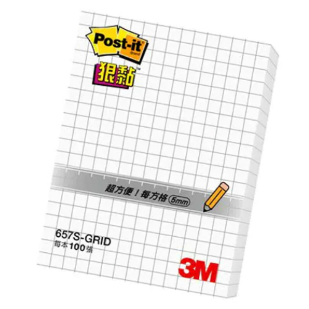 3M 3X4 白色方格 狠黏 便條紙