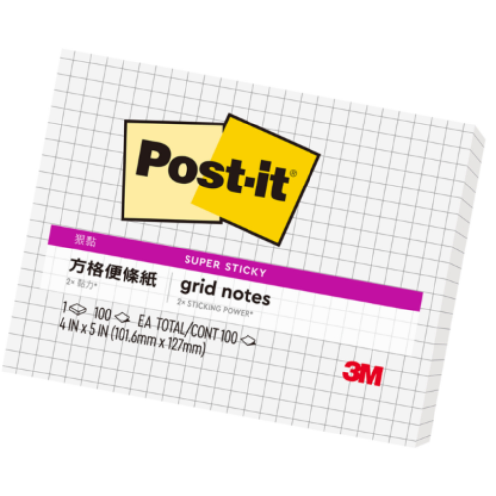 3M 4X5 白色方格 狠黏 便條紙