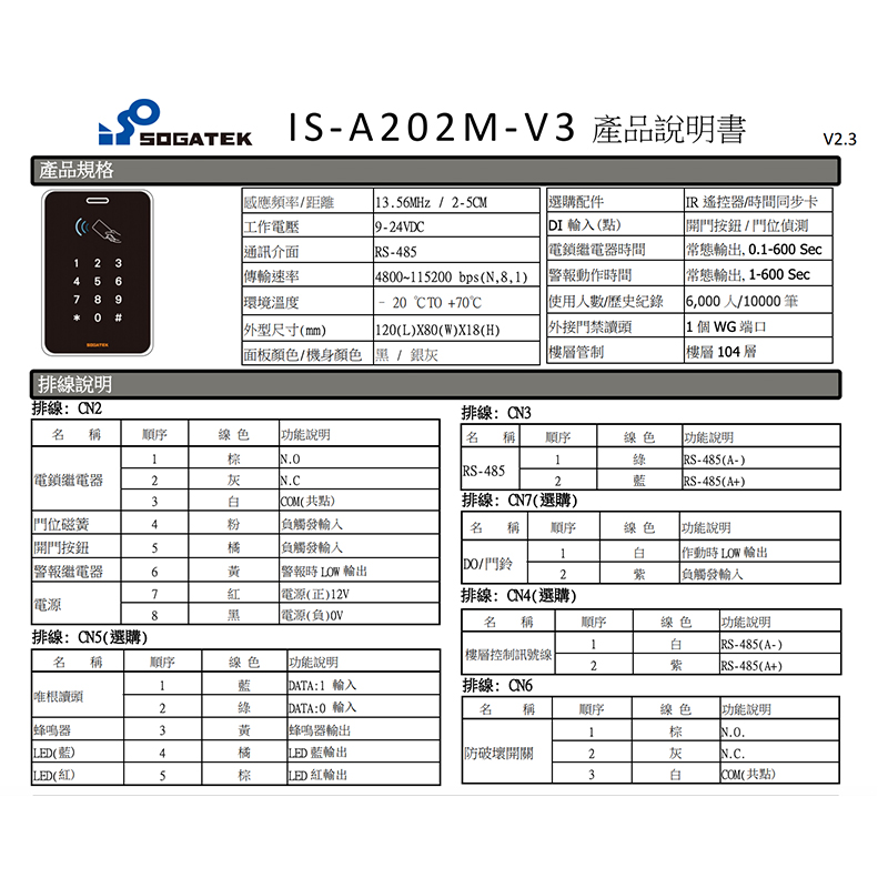 IS-A202M Mifare觸控式讀卡機