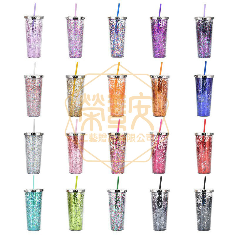 【來圖訂製｜LOGO印刷】質感閃粉環保杯｜網紅亮片塑膠冷飲杯