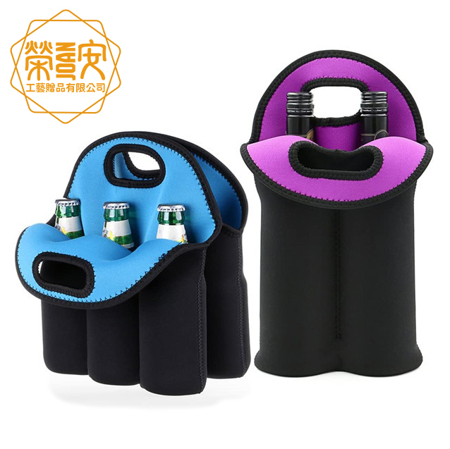 【來圖訂製｜LOGO印刷】潛水防撞酒瓶杯套提袋｜多瓶版｜可客製訂製