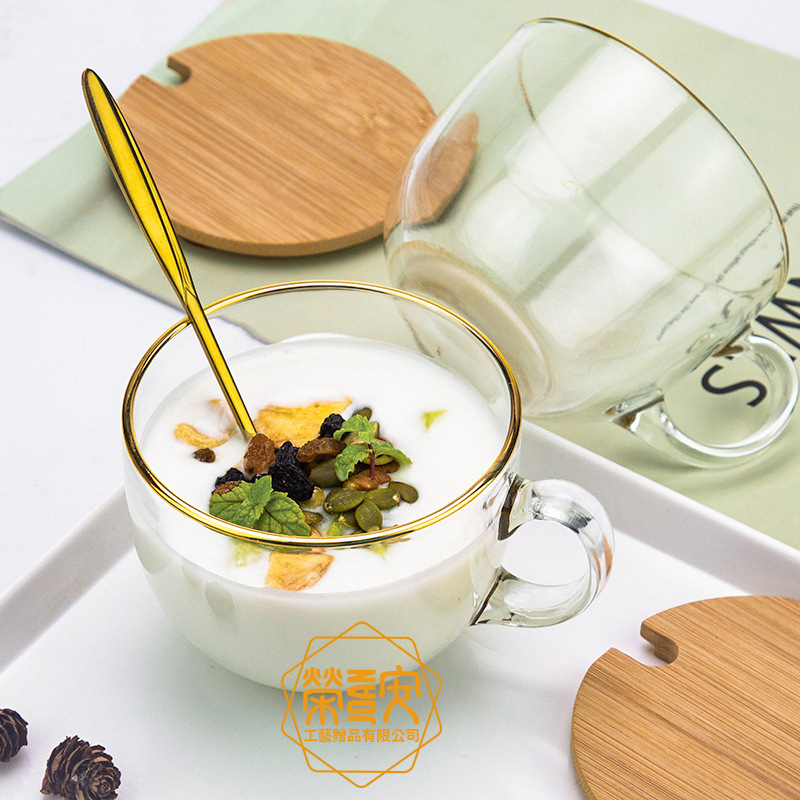 【LOGO訂製｜上字】玻璃質感早餐燕麥杯｜帶把早餐玻璃碗