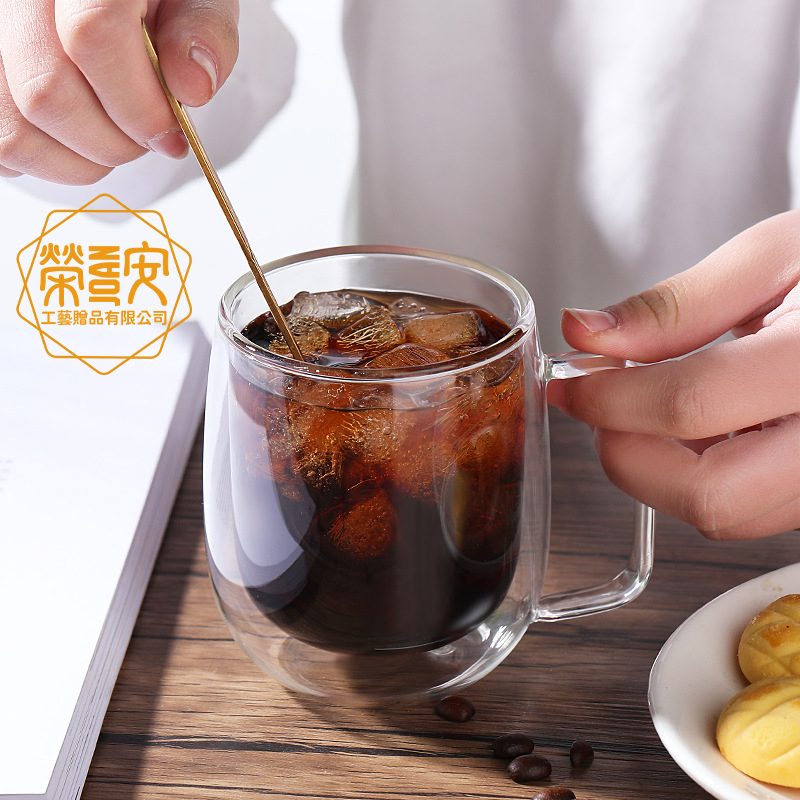 【LOGO訂製｜上字】雙層玻璃馬克杯｜隔熱防燙質感玻璃杯