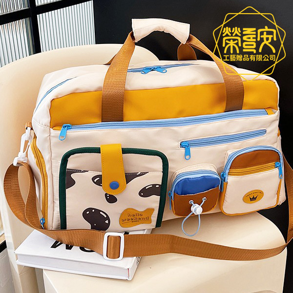 【品牌加工｜LOGO印刷】新款撞色韓風超大旅行提袋