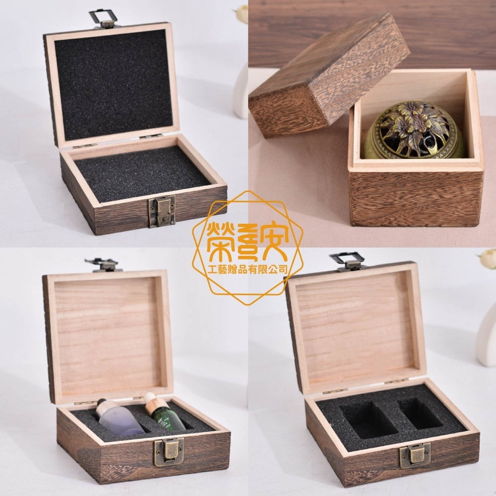 【來圖訂製、Logo刻字】復古桐木炭燒收納禮盒翻蓋式伴手禮木盒