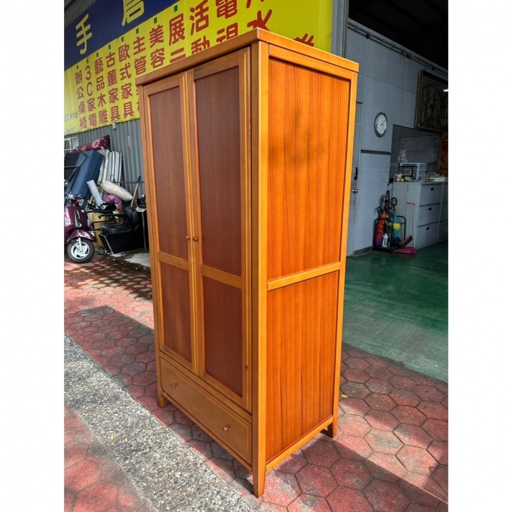 <<金旺二手倉庫>>柚木雙門一抽衣櫃