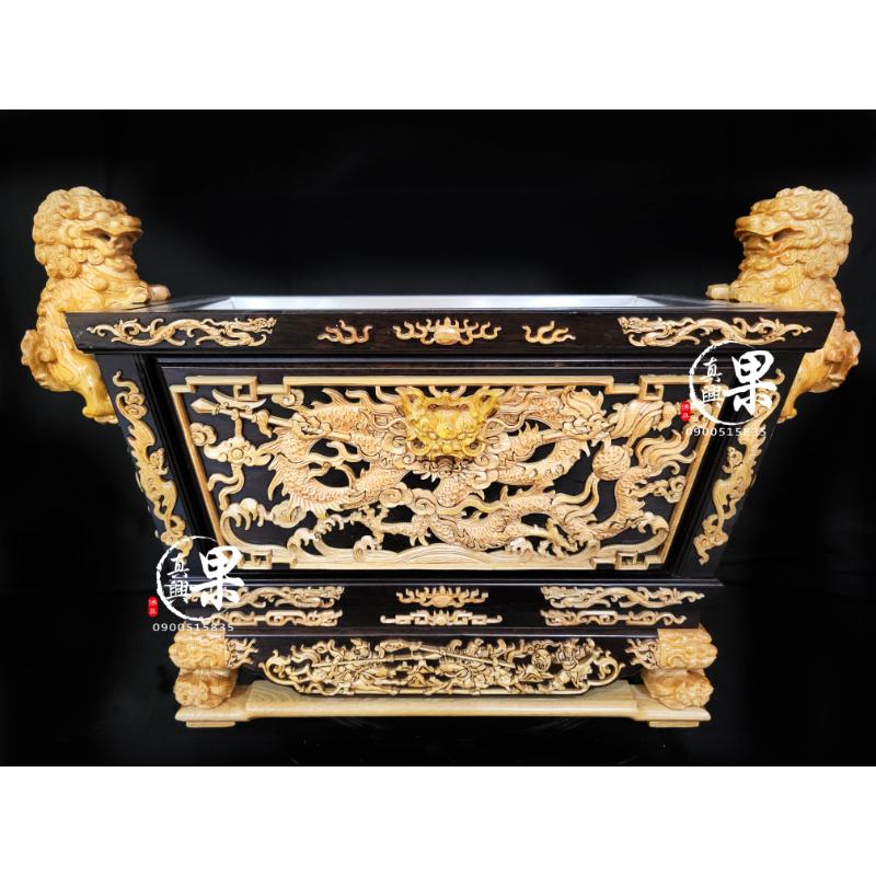 手工黑檀入檜木獅耳馬槽爐