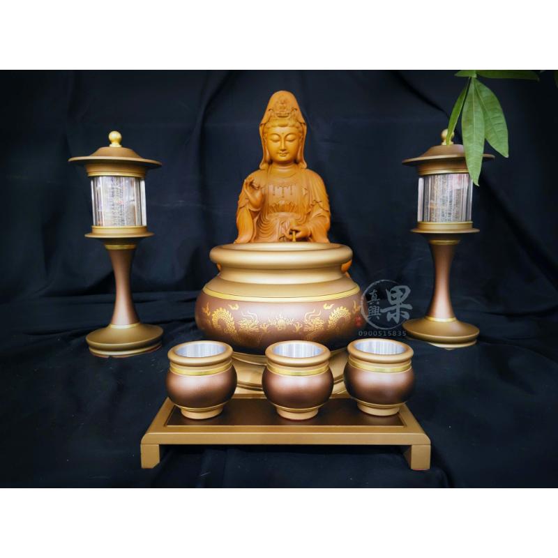 鍛造鋁古沉雙龍招財進寶神爐