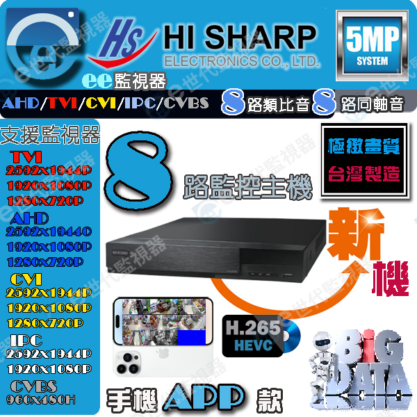 昇銳監控主機/HS-HQ8311/8入監控主機