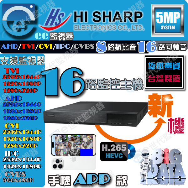 昇銳監控主機/HS-HQ6321/16入監控主機