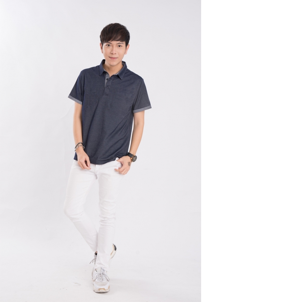 網眼POLO 雙色拼接