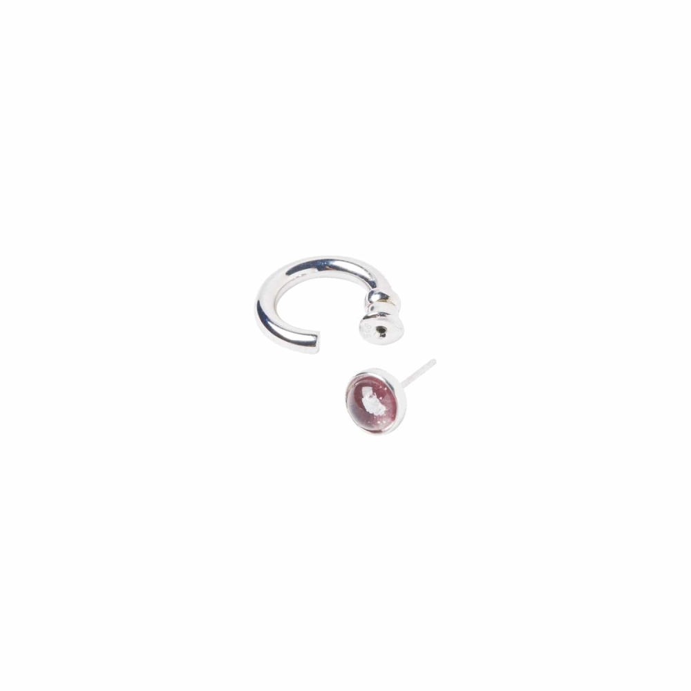 骨灰生命藝術琉璃-純銀C型耳環(單隻)