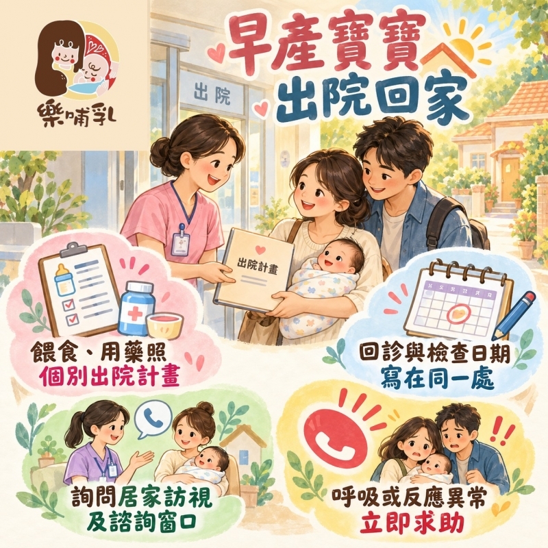 早產寶寶出院回家重點圖卡