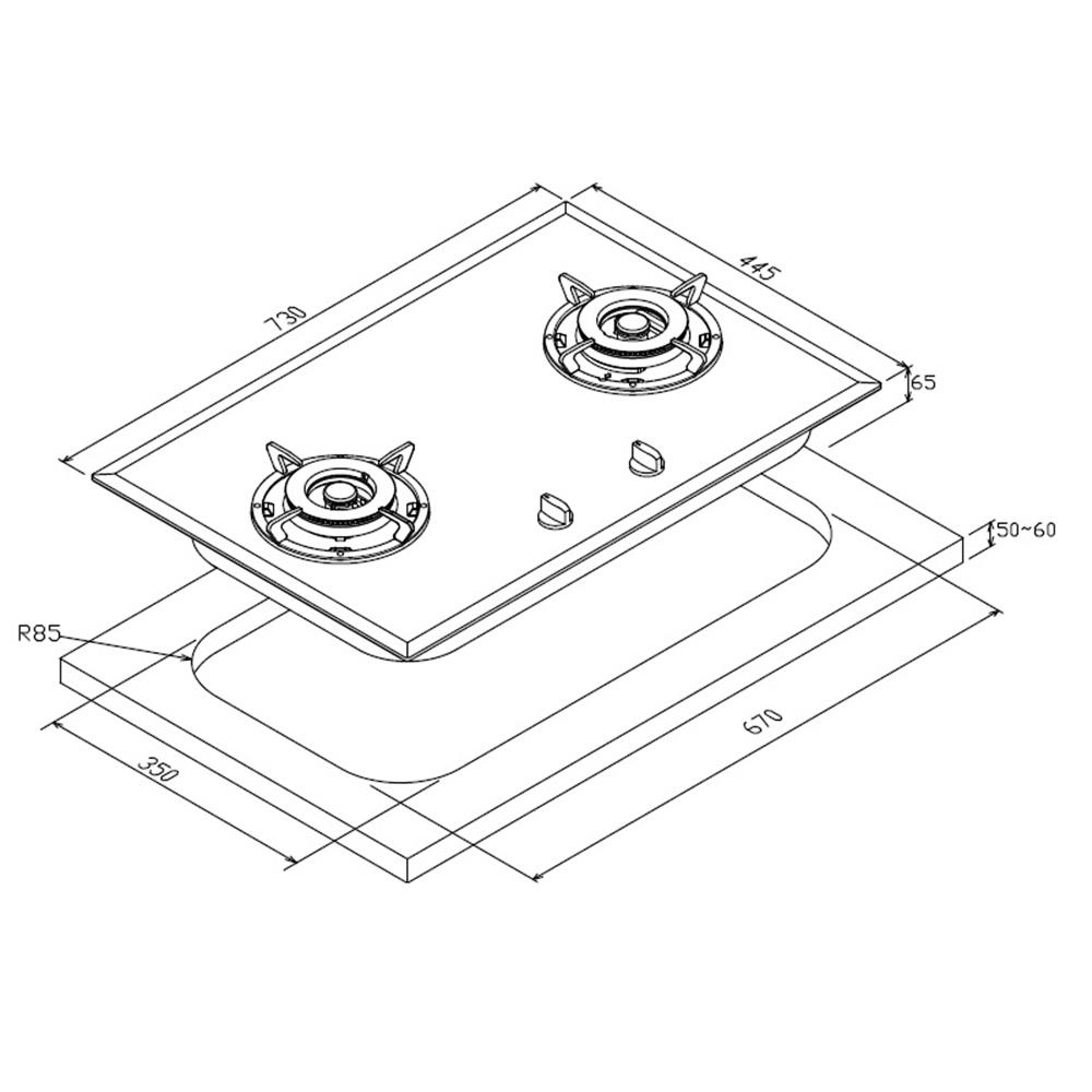 豪山 SB-2200 雙口觸控歐化玻璃檯面爐