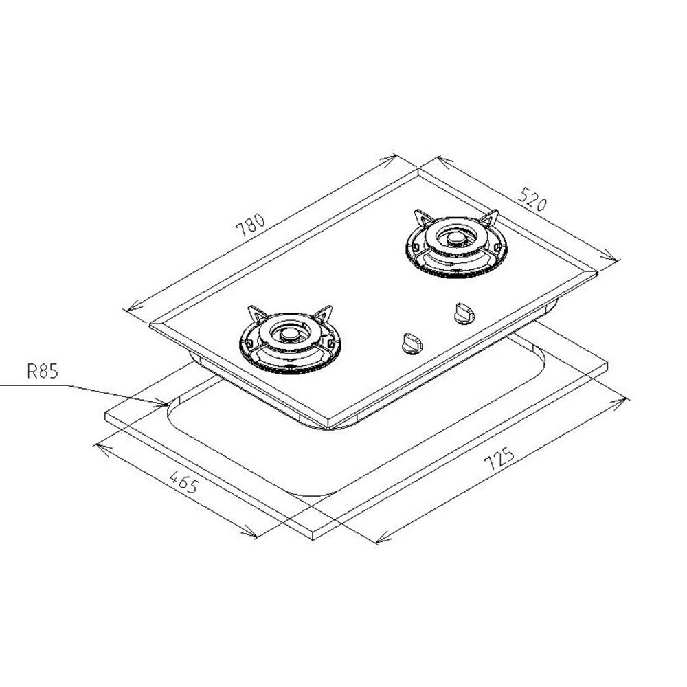 豪山 SB-2202 雙口歐化玻璃檯面爐