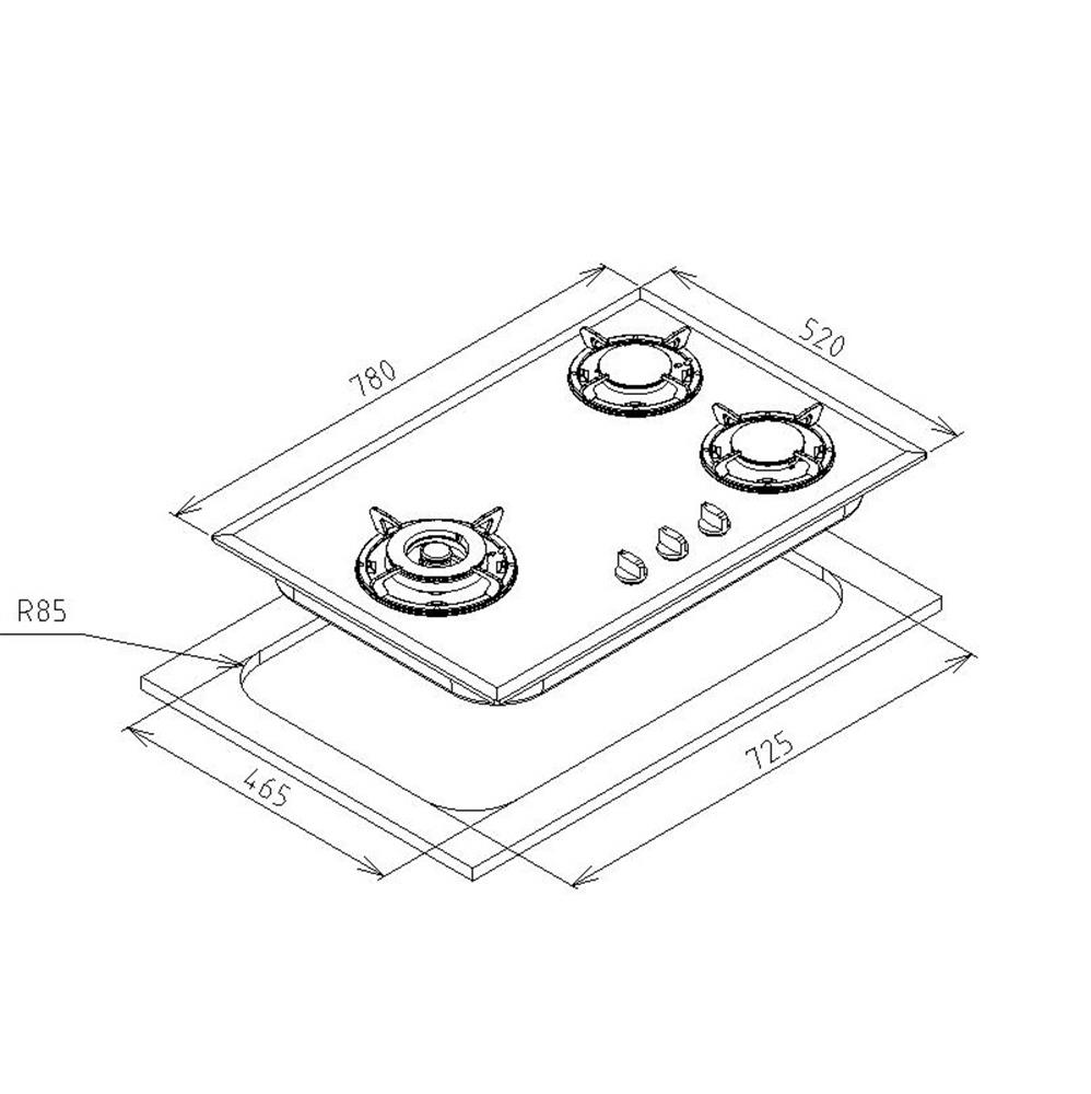 豪山 SB-3205 三口歐化檯面玻璃爐