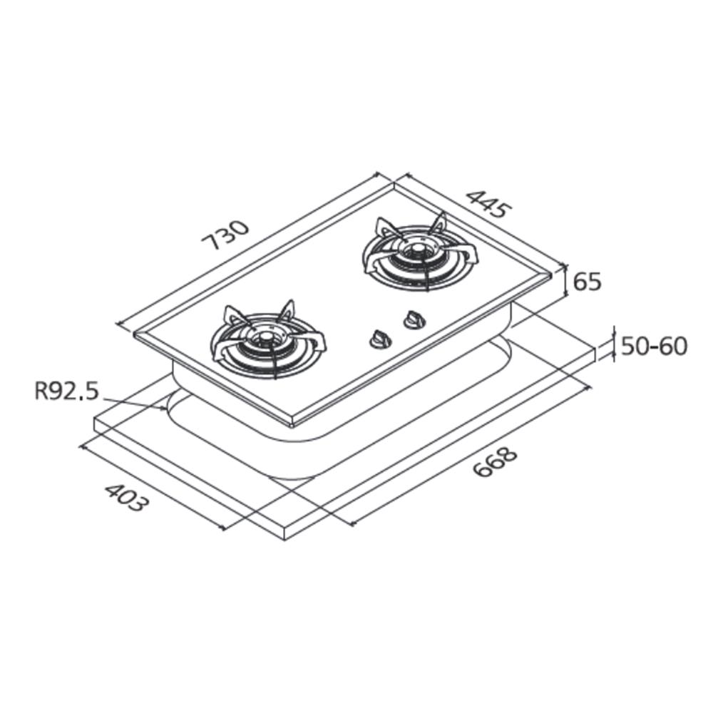 豪山 SB-2283黑 雙口歐化檯面玻璃爐