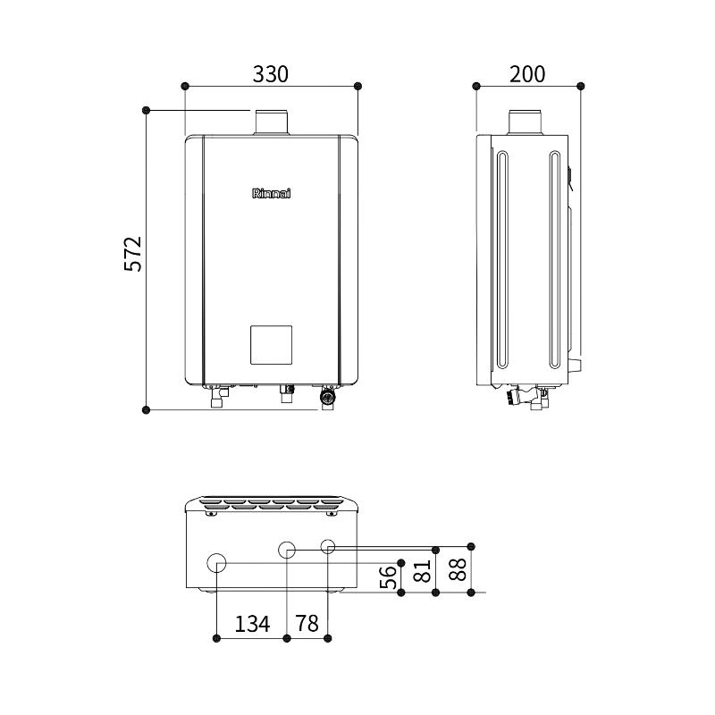 林內 RUA-D1620WF 屋內型16L強制排氣熱水器