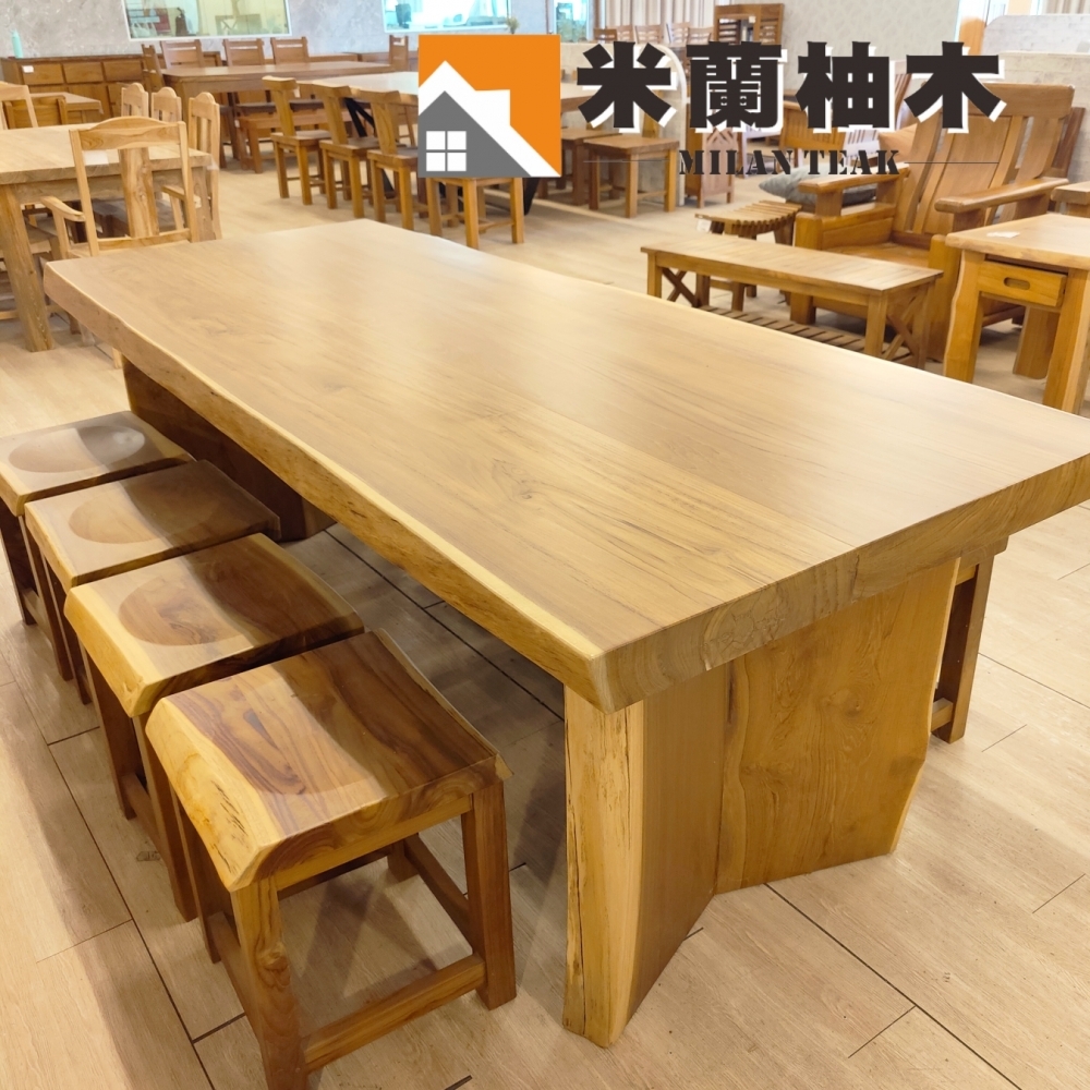 全柚木八尺超厚會議桌/泡茶桌-一桌八椅