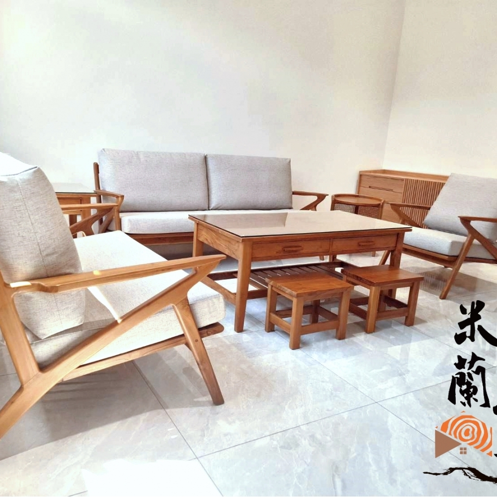 全柚木飛羽沙發(1.2.3+1大+1小+2小椅)