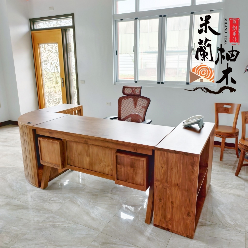 全柚木現代辧公桌-大型