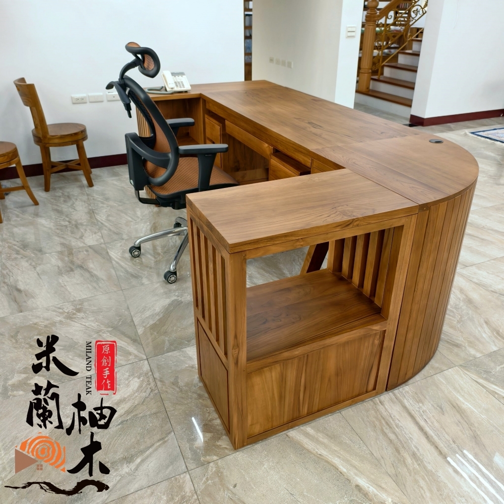 全柚木現代辧公桌-大型