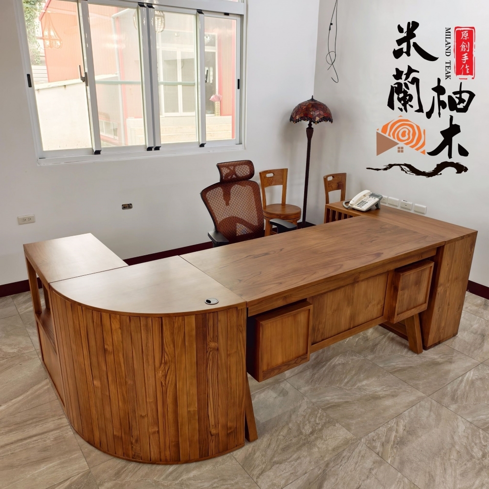 全柚木現代辧公桌-大型