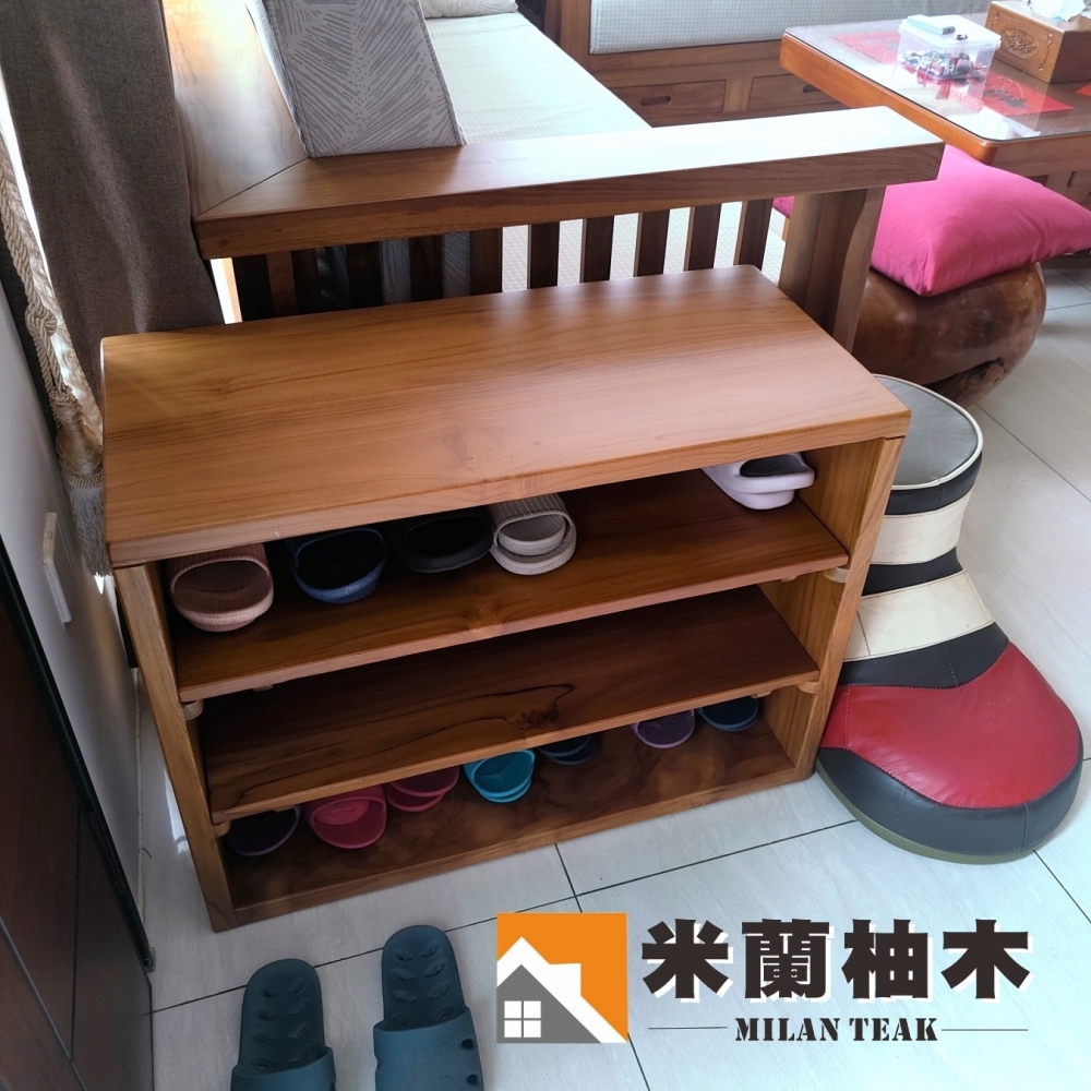 客訂全柚木開放式鞋櫃