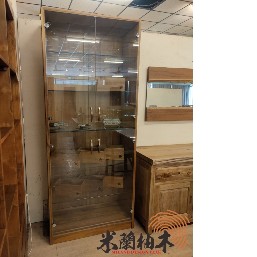 客訂款全玻璃柚木展示櫃