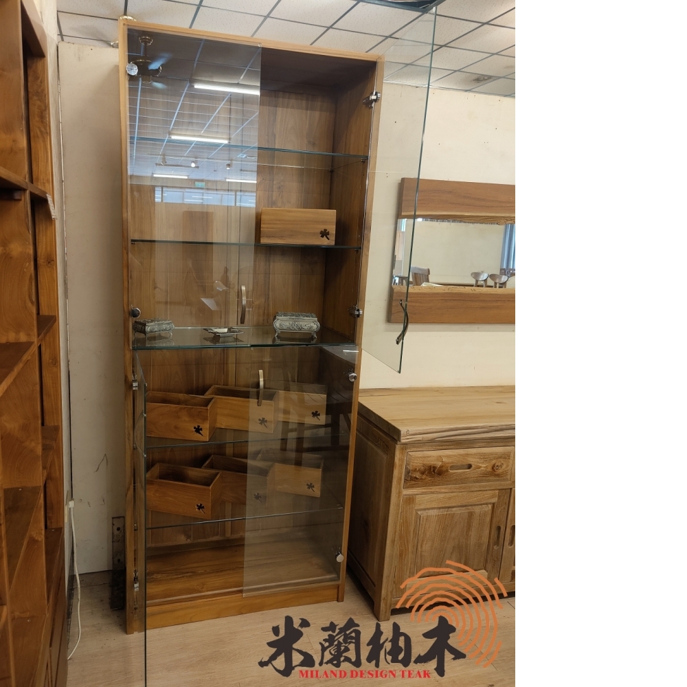 客訂款全玻璃柚木展示櫃